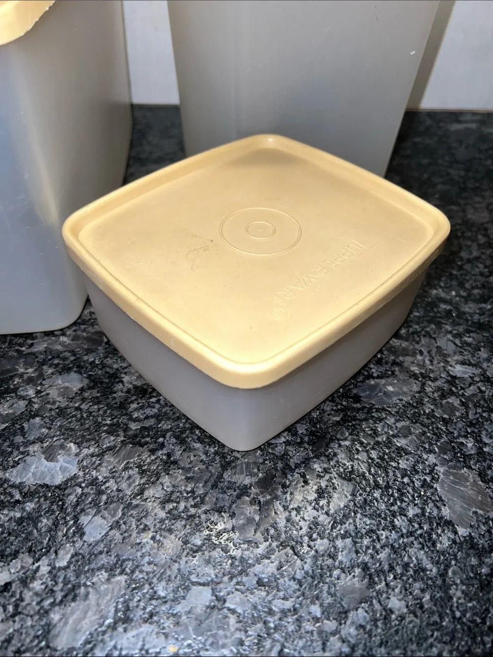Vintage Tupperware Stackable Cream Food Storage Containers - semi sheer Set of 5